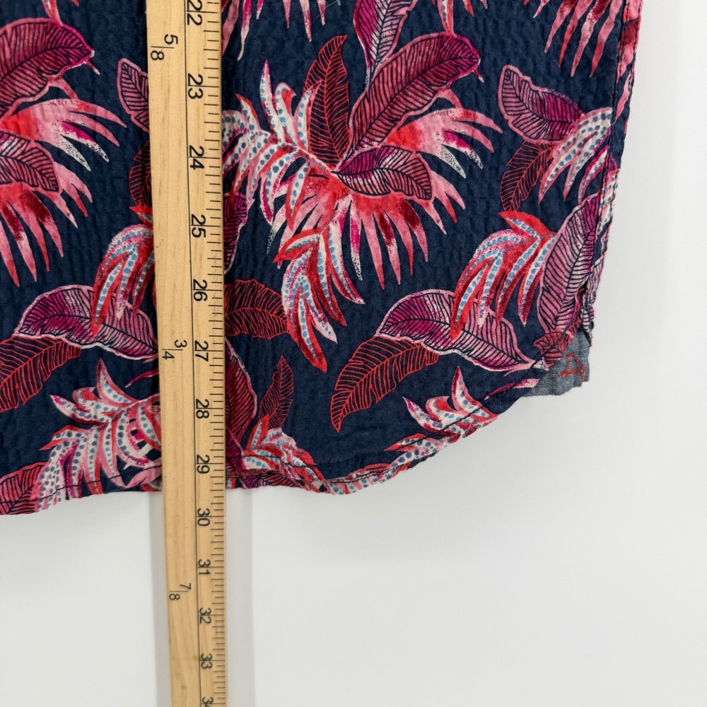 Tommy Bahama Shirt Mens Large Navy Pink Tropical Leaf Seersucker Button Down - Picture 9 of 9